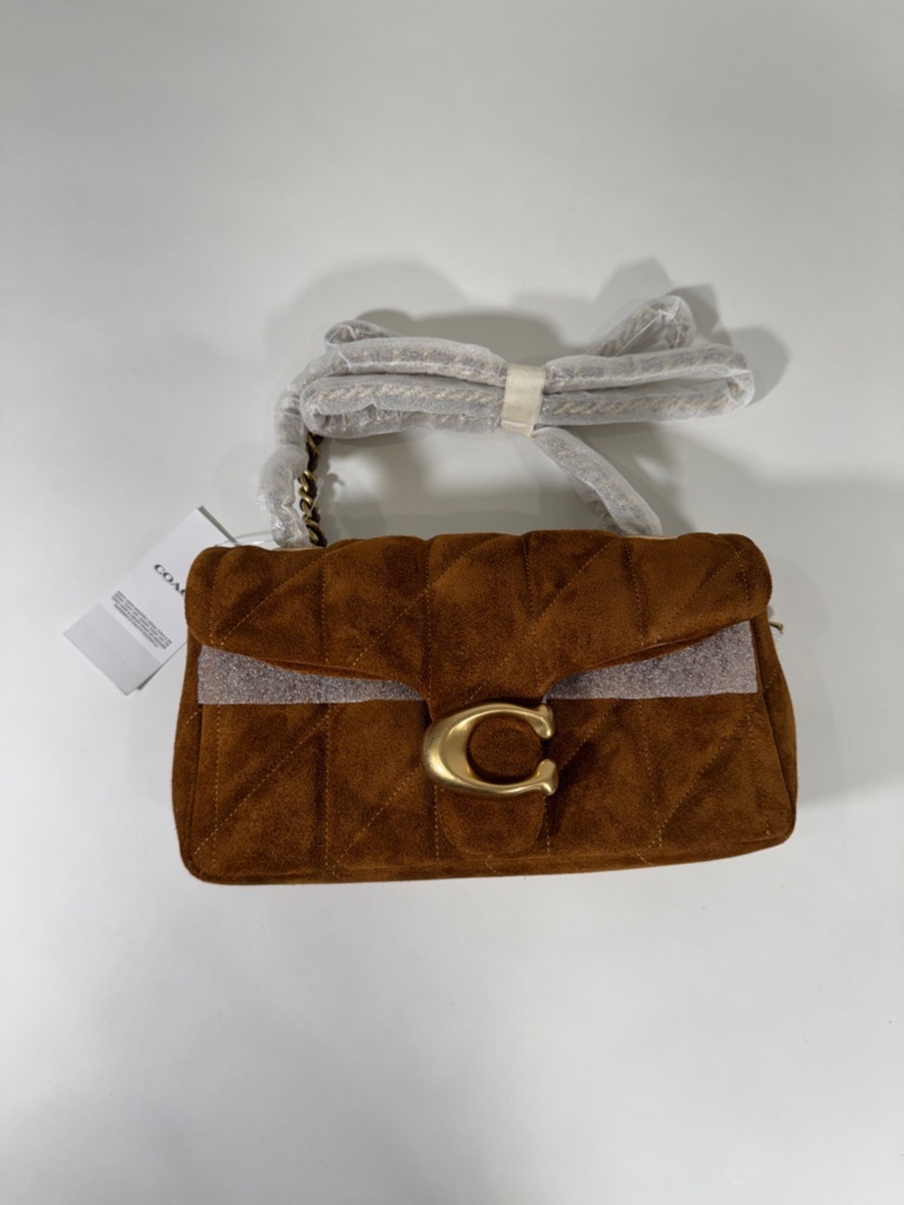 Coach Tabby 20 Suede Quilted Shoulder Bag in warm brown with Gold Hardware - Picture 2 of 6